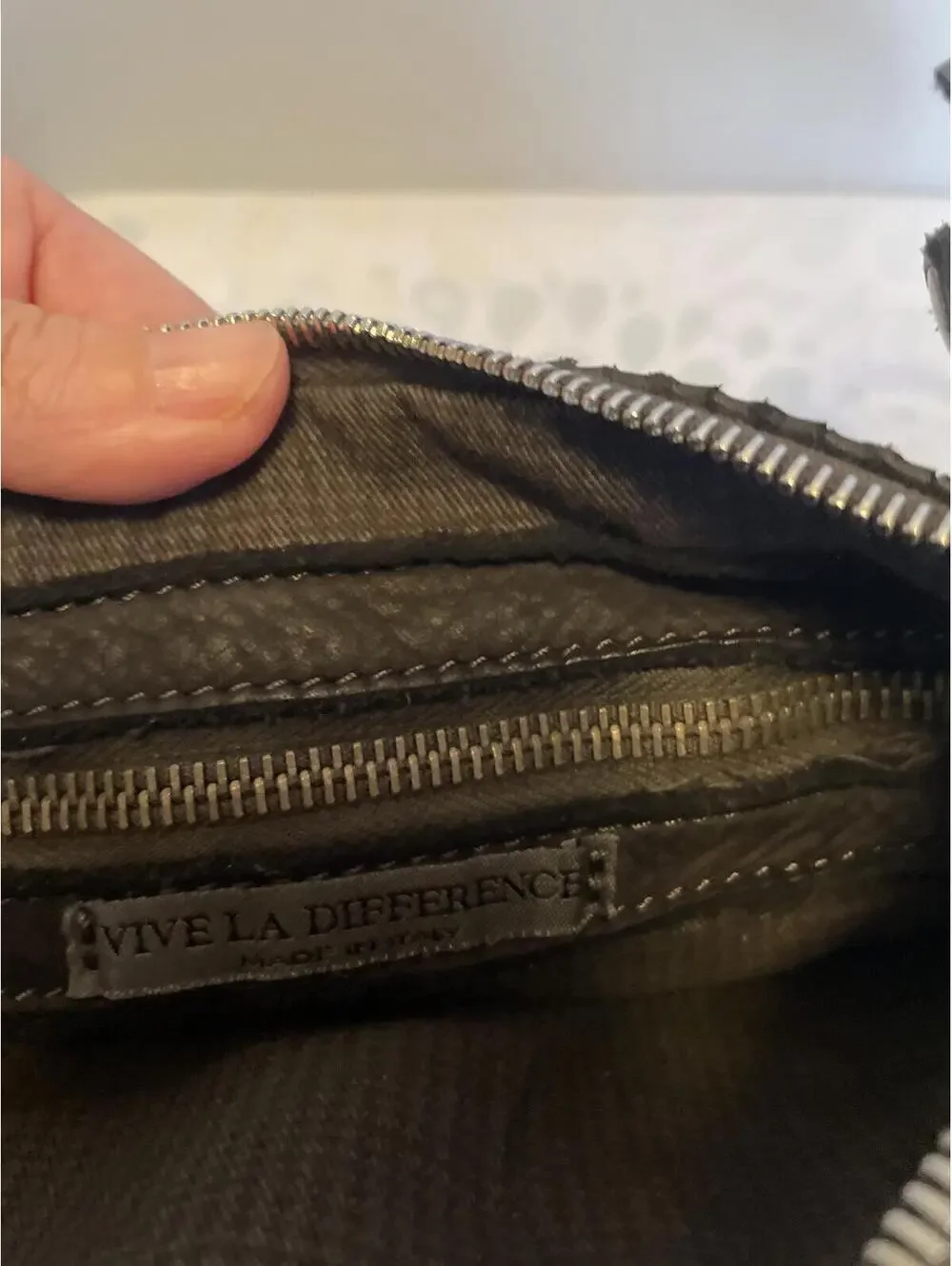 Vive La Difference Italy Black Leather Perforated Crossbody Bag Quiet Luxury